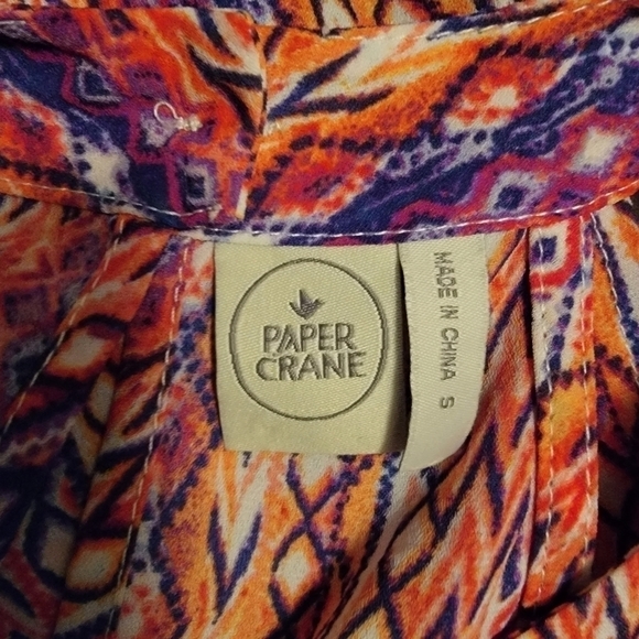 paper Crane Halter Multicolor Blouse Size Small EUC - Picture 4 of 9